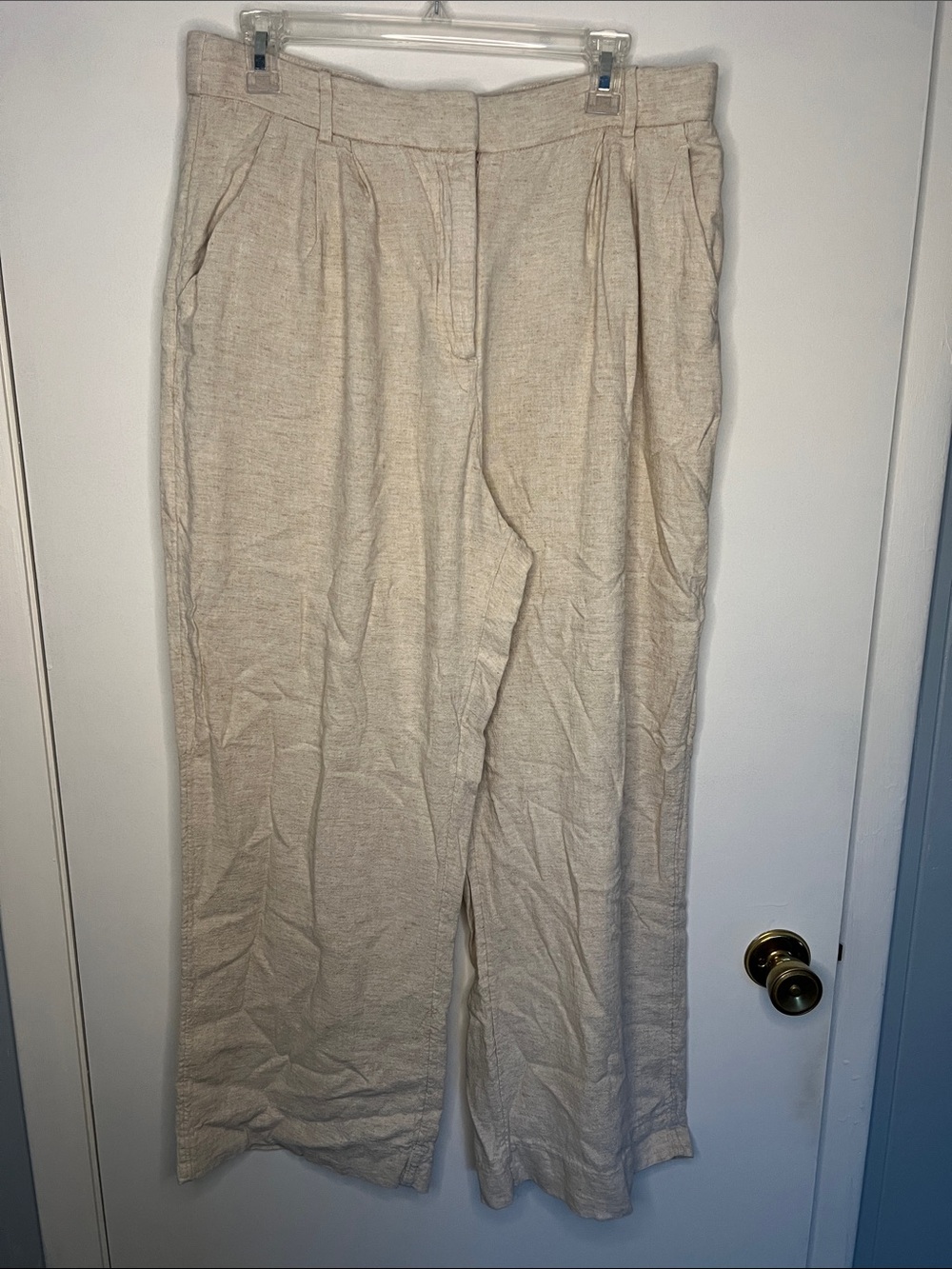 High-Rise Wide Leg Linen-Blend Pants